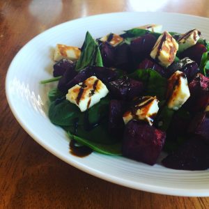 Beetroot, haloumi and pistachio salad