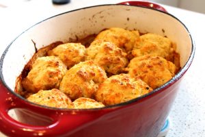 Boozy beef stew with cheddar dumplings