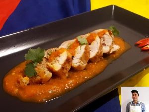 Chicken roulade and rougaille sauce